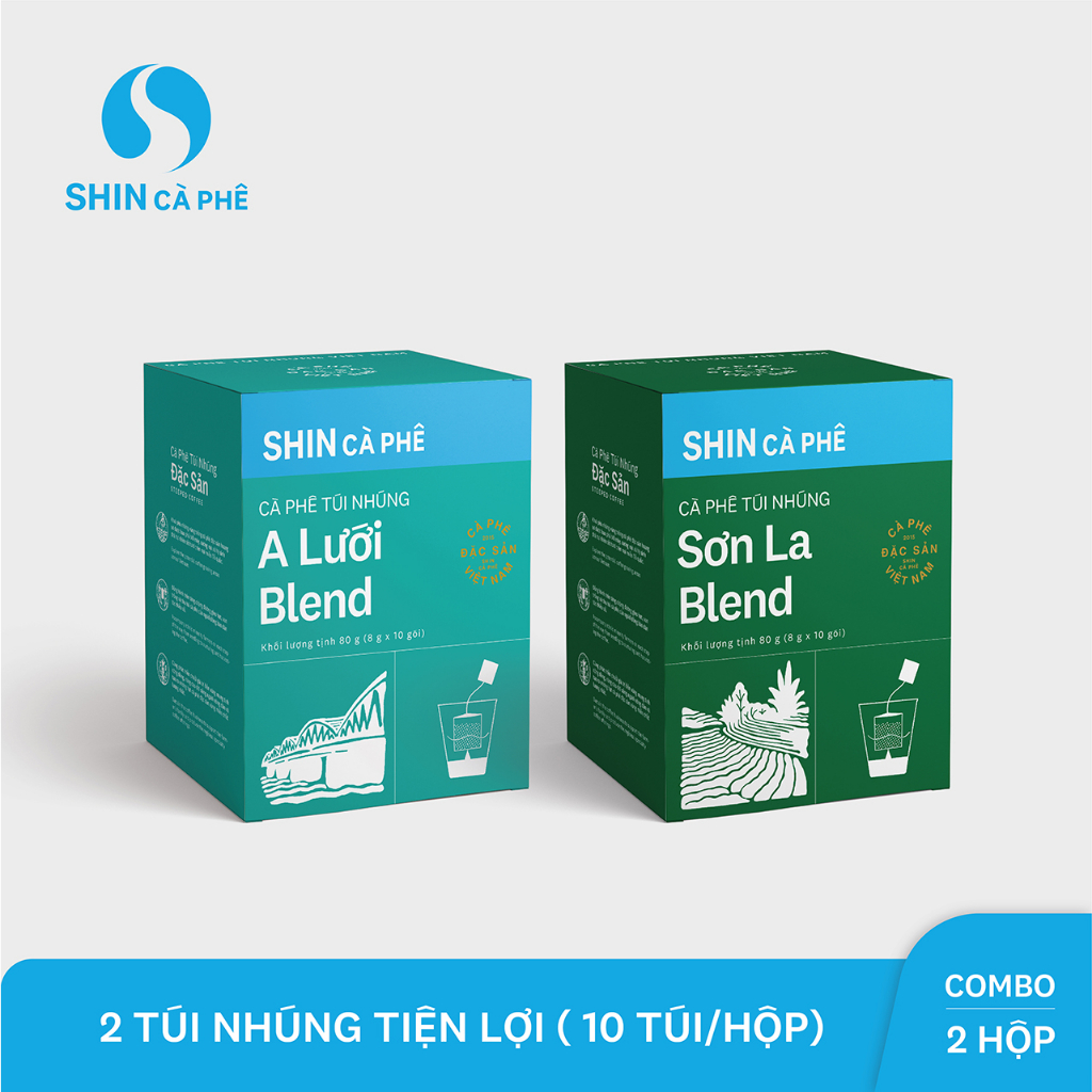 SHIN Cà Phê - Combo túi nhúng A Lưới và Sơn La - Hộp 10 gói