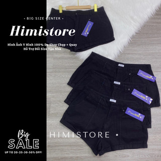 [CÓ SẴN] Quần Short Jean Kaki Cho Người Bigsize Màu Đen Basic Phối Hai Túi Himistore