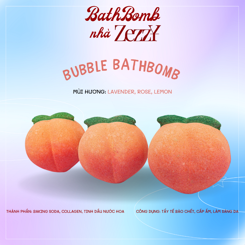 Bathbomb trái đào viên sủi tắm tạo bọt tắm bồn bubble bath bom tắm bồn Peach bathbomb