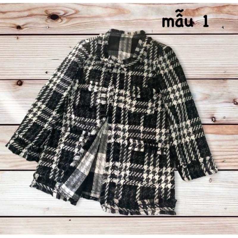 Áo khoác dạ tweed xuất dư xuất Hàn