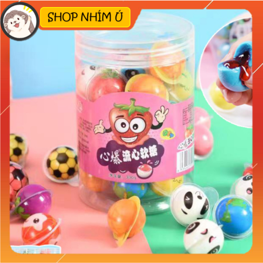 Hộp 30 Viên kẹo dẻo trái cây có nhân siro chảy cực ngon, kẹo Hallowen. kẹo con mắt HK