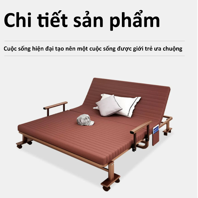 Giường gấp cao cấp, có trang bị đệm, nhiều kích thước tuỳ chọn 70~120cm
