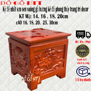 Đế hoa sen -Đế vuông hoa sen kỷ vuông sen đục nền trang trí nhà cửa gỗ hương