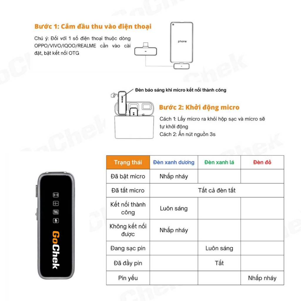 Mic thu âm không dây Gocheck phiên bản ULTRA cao cấp, âm thanh lọc giống giọng thật, có 2 loại chân Type-C & Lighning | BigBuy360 - bigbuy360.vn