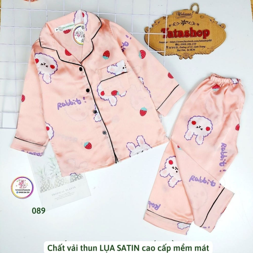 16-33KG - Bộ ngủ Pijama bé trai bé gái tphcm - Bộ pyama dài tay cho bé trai bé gái size đại vải lụa SATIN 089
