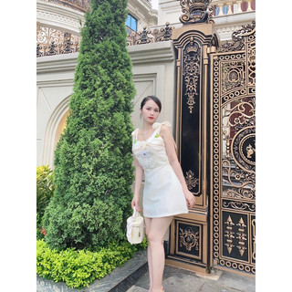 [Ảnh thật] [Hàng sẵn] Váy 2 dây chan.el tiểu thư thiết kế