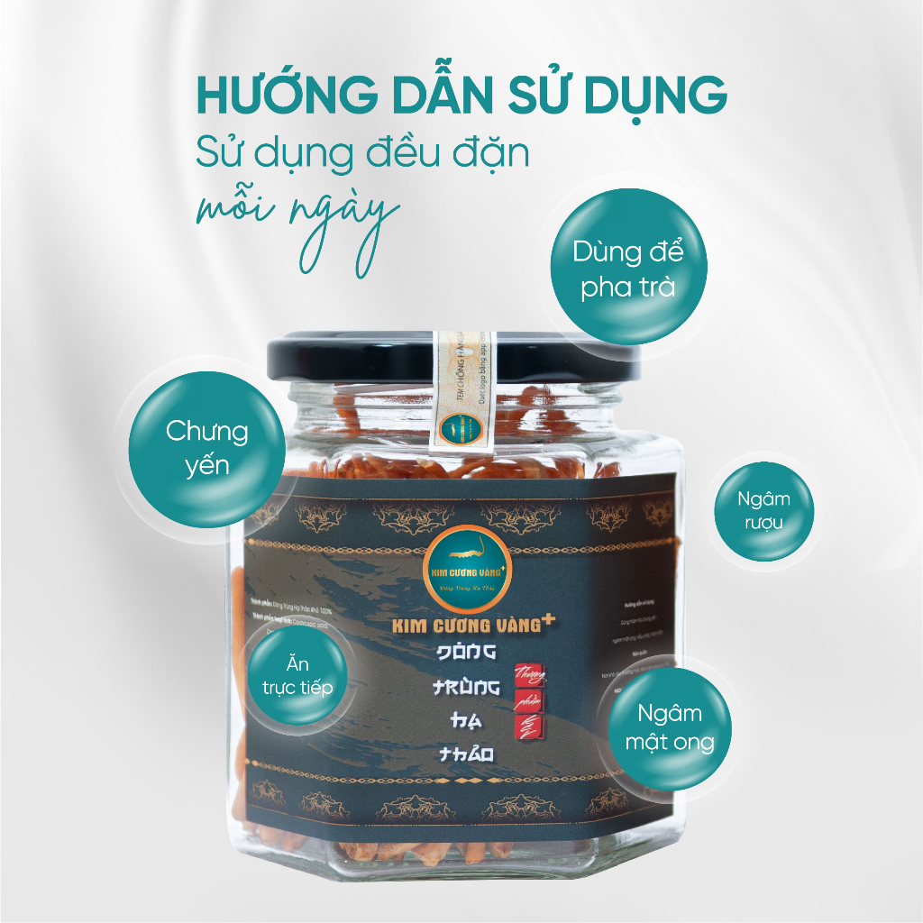 Đông Trùng Hạ Thảo Khô Kim Cương Vàng ( Hộp 15g  )