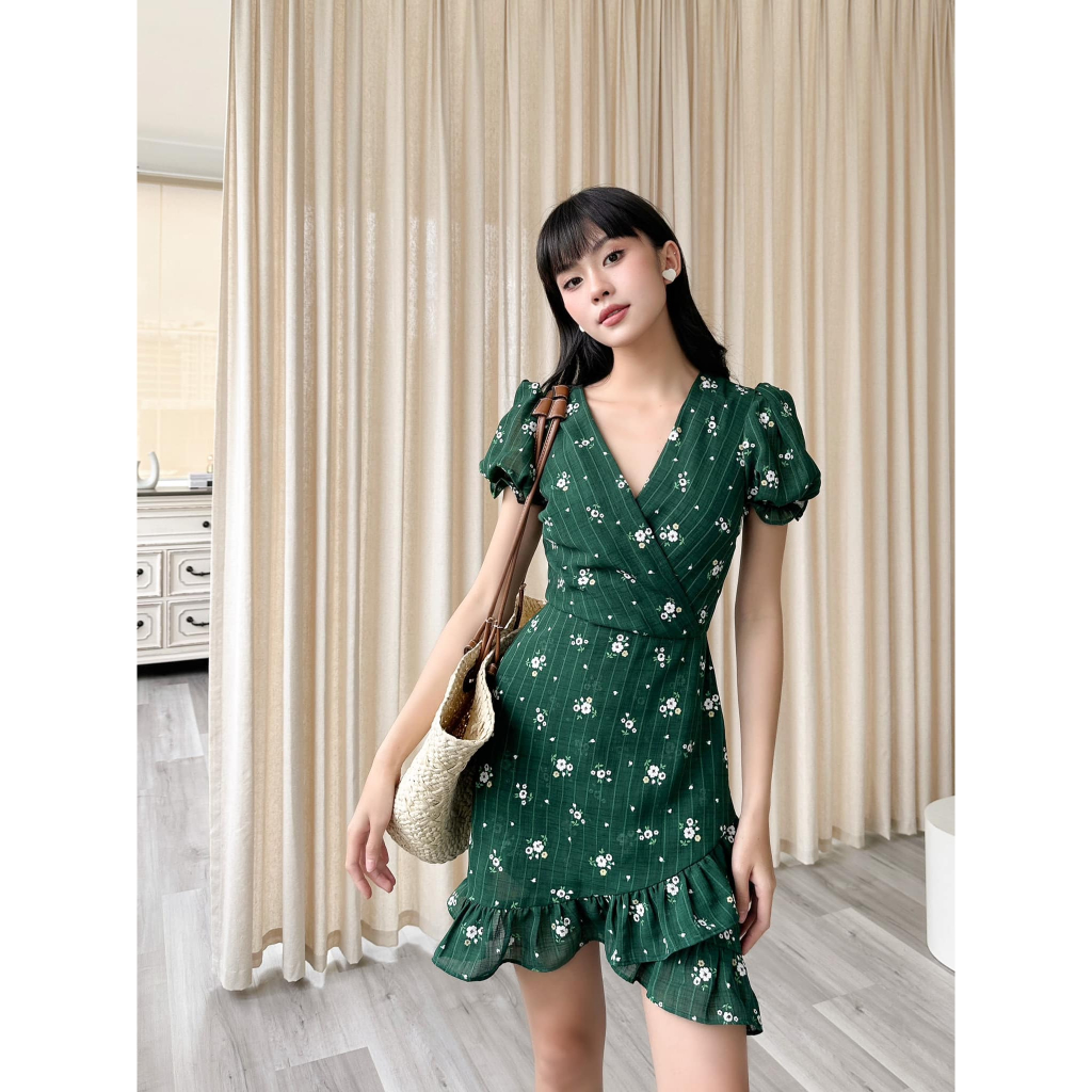 Ceci Cela - Đầm Vạt Bèo Chéo Hoa Nhí Floral 0423