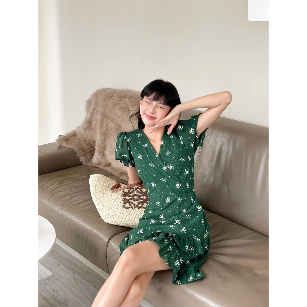 Ceci Cela - Đầm Vạt Bèo Chéo Hoa Nhí Floral 0423