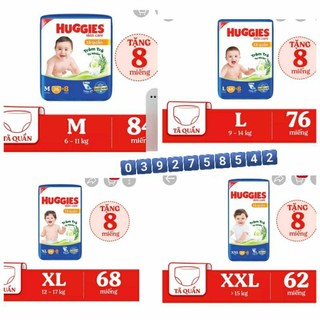 Tặng 8m. Tã quần huggies M74. L68. XL60. XXL54