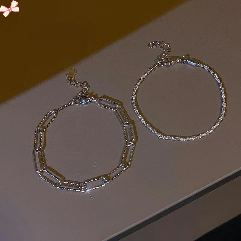Beautycoco🍊Vòng Tay Bạc Mặt Vuông Rỗng Họa Tiết Ngôi Sao Rỗng Thời Trang Hàn Quốc Cho Nữ