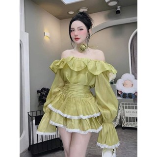 Sét áo trễ vai + chân váy có lót quần hàng thiết kế cao cấp