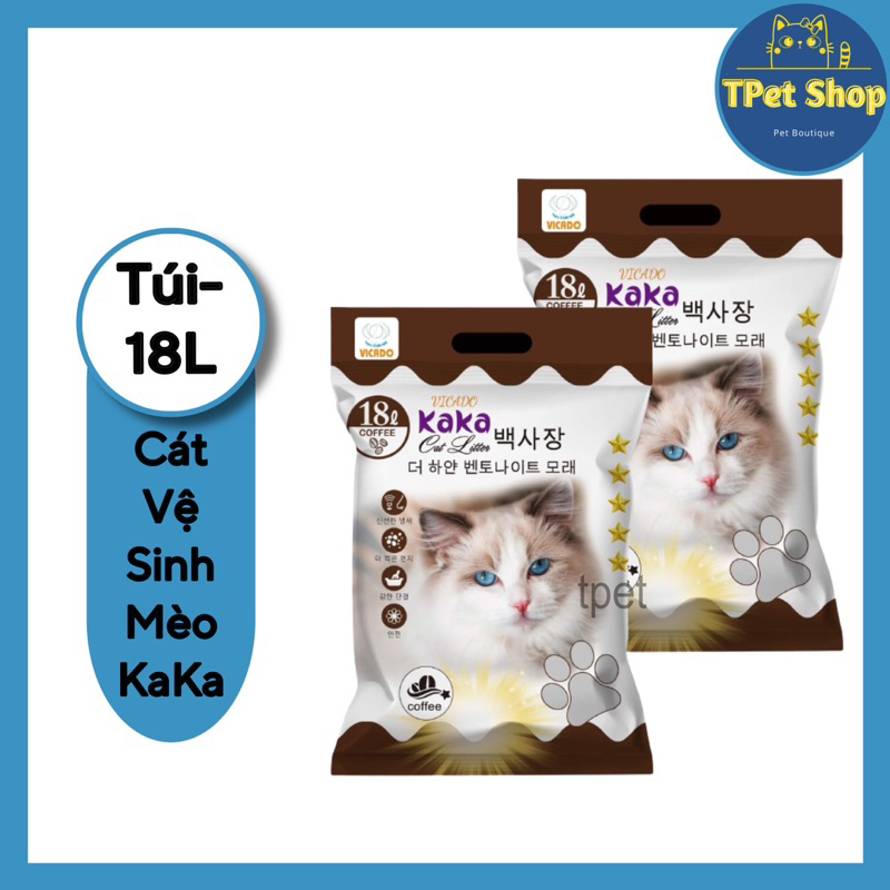 Cát Vệ Sinh Cát Đất Sét Cat Litter Kaka Vicado Hương Caffe 18L- Tpet shop