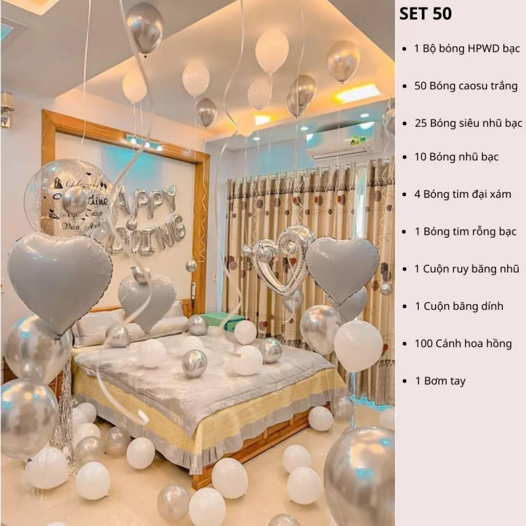 Set bóng trang trí phòng cưới, bóng bay trang trí phòng cưới