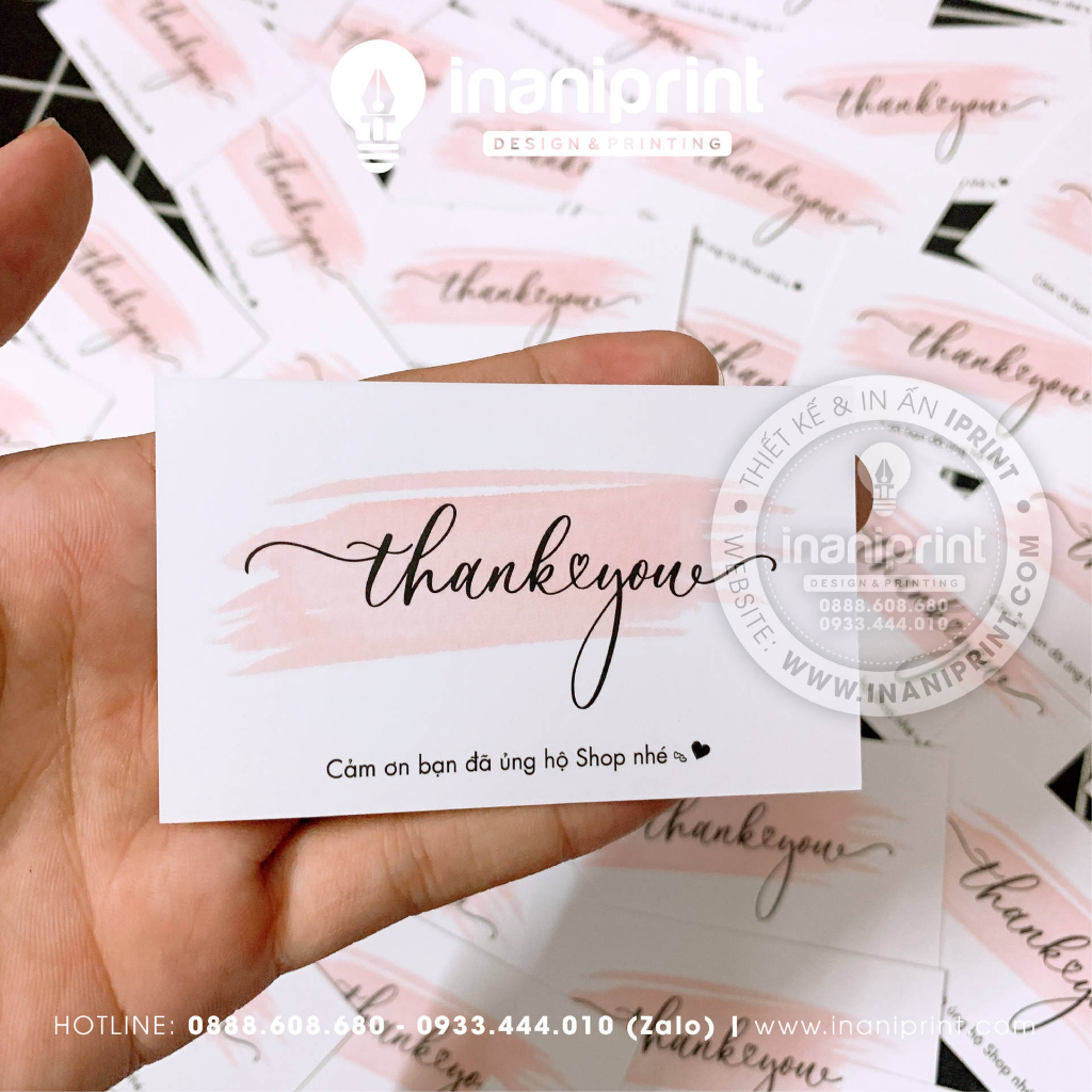 Thiệp Cảm Ơn Dễ Thương, Thank You Card, Card Cán Ơn - THANK YOU LOANG HỒNG
