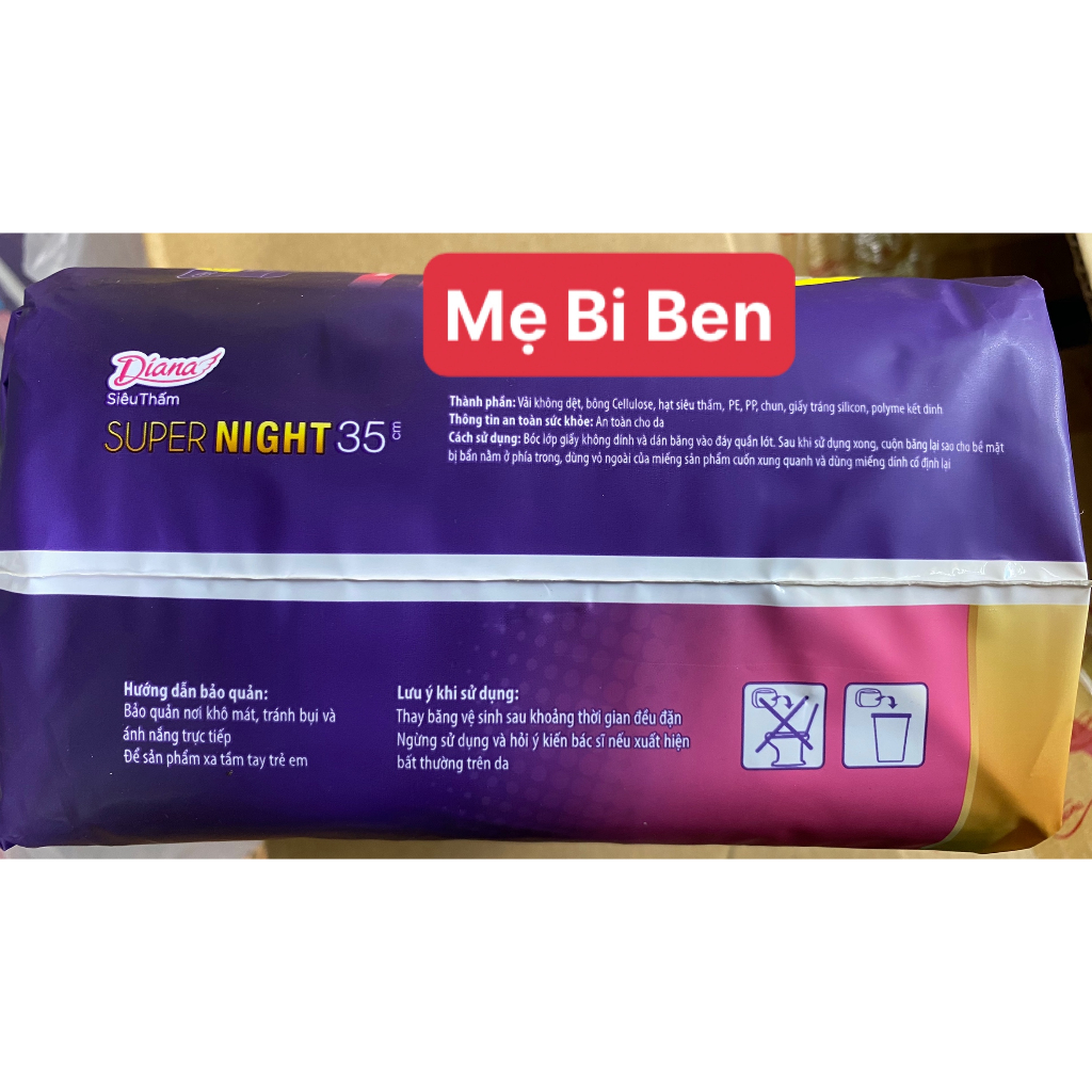 Băng vệ sinh Diana siêu thấm Supernight 29cm 12 miếng/gói