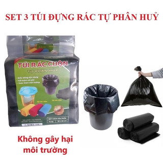 Combo 3 cuộn túi rác đen tự phân hủy