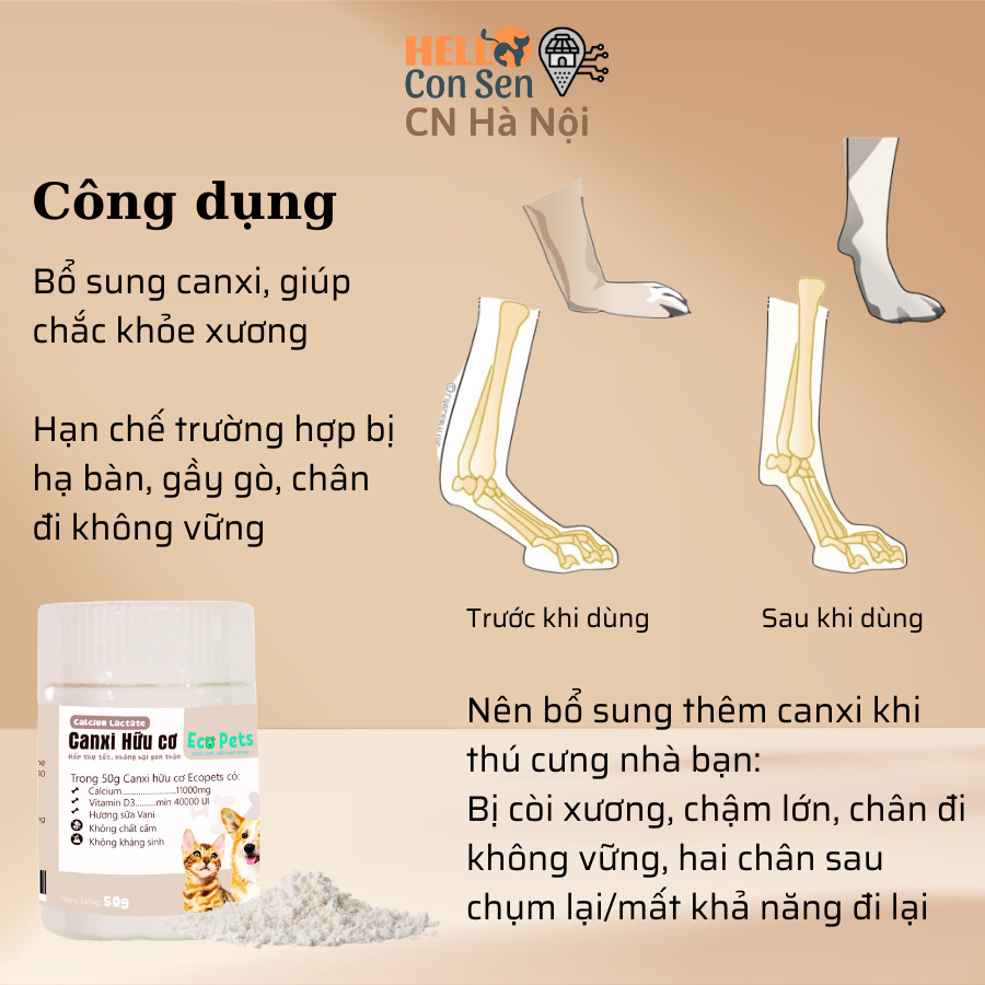 Combo sữa không lactose BIOLINE G1 và Canxi hữu cơ Ecopets 5gr bổ sung canxi dinh dưỡng cho chó mèo bầu chó mèo con