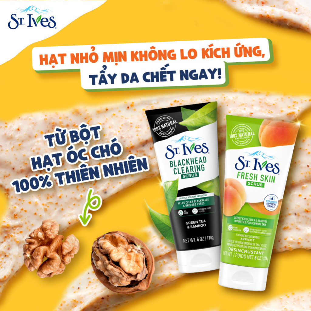 Sữa Rửa Mặt Tẩy Tế Bào Chết Quả Mơ Tươi Mát St. Ives 170Gr