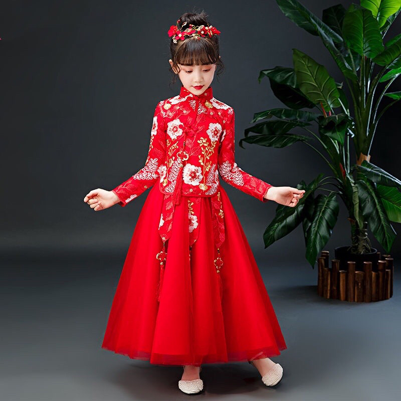 Đầm sườn xám thiết kế kiểu mùa hè cho bé gái 18-45kg
