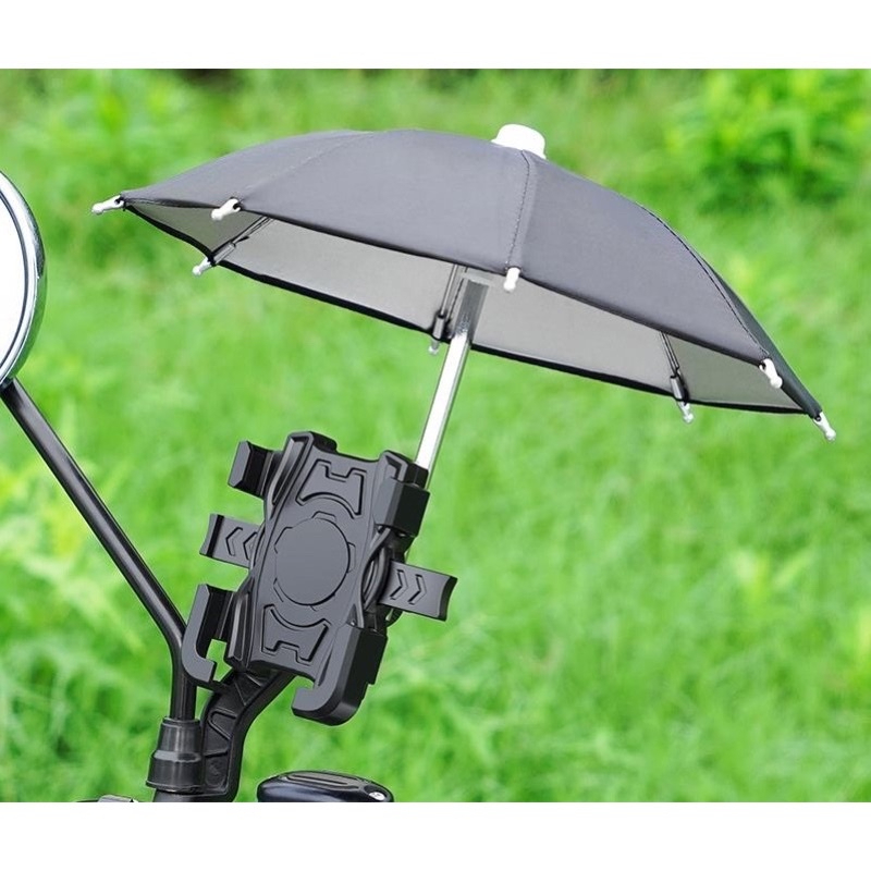 Giá Đỡ - Kẹp Điện Thoại Gắn Xe Máy HT507 có ô dù che mưa che nắng, Chống Cướp Cực Chắc Chắn