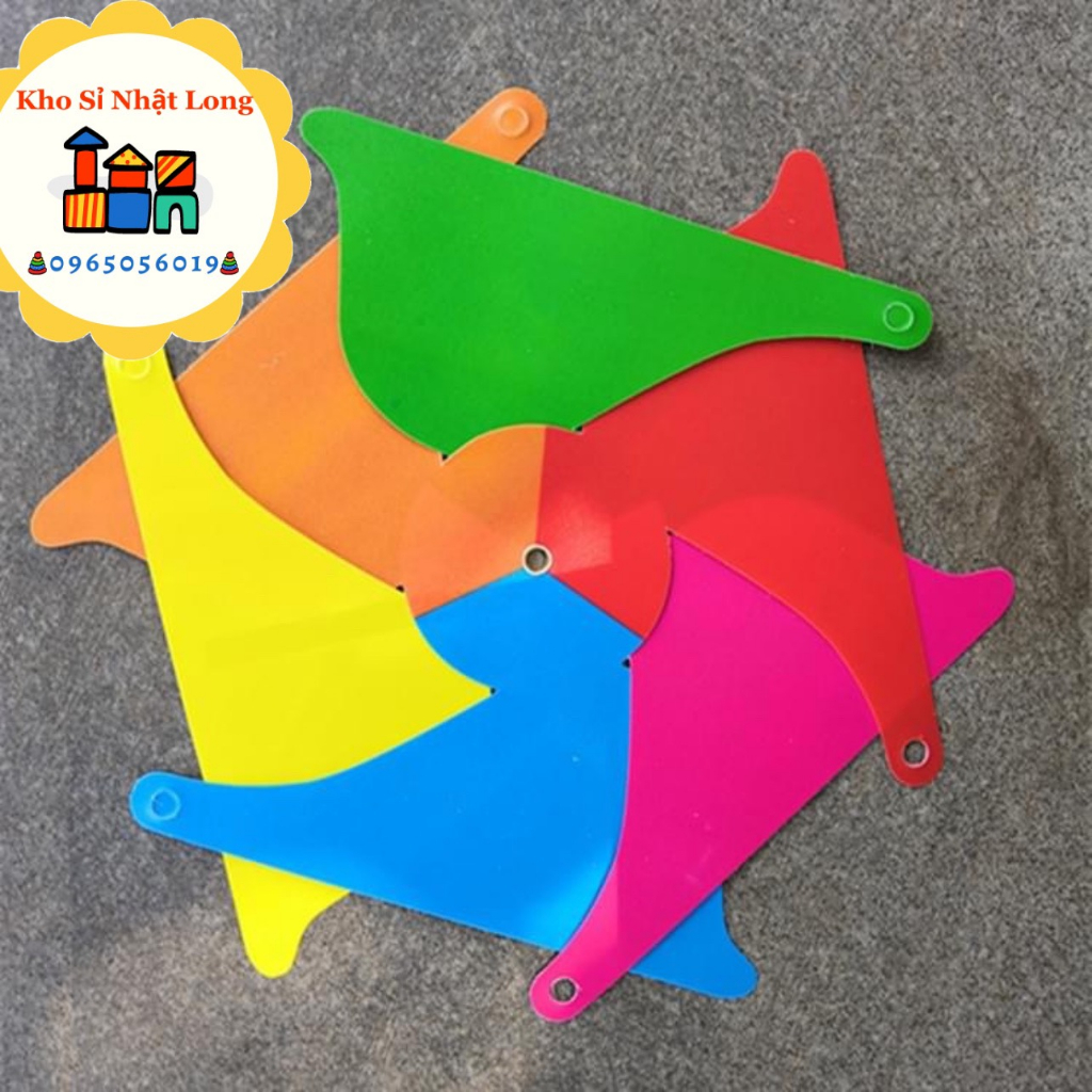 Chong chóng nhựa 6 CÁNH 6 MÀU cầm tay - Chong chóng que cầm