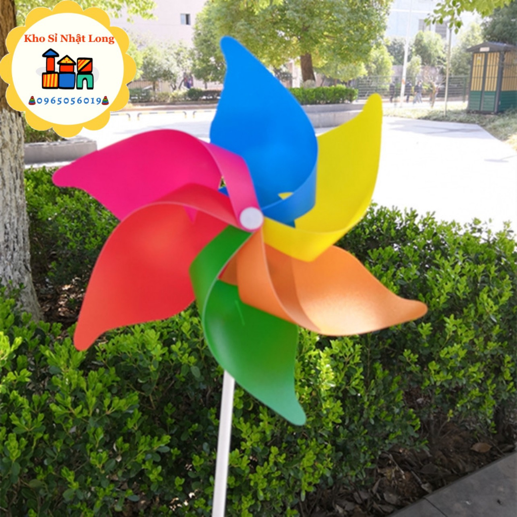 Chong chóng nhựa 6 CÁNH 6 MÀU cầm tay - Chong chóng que cầm