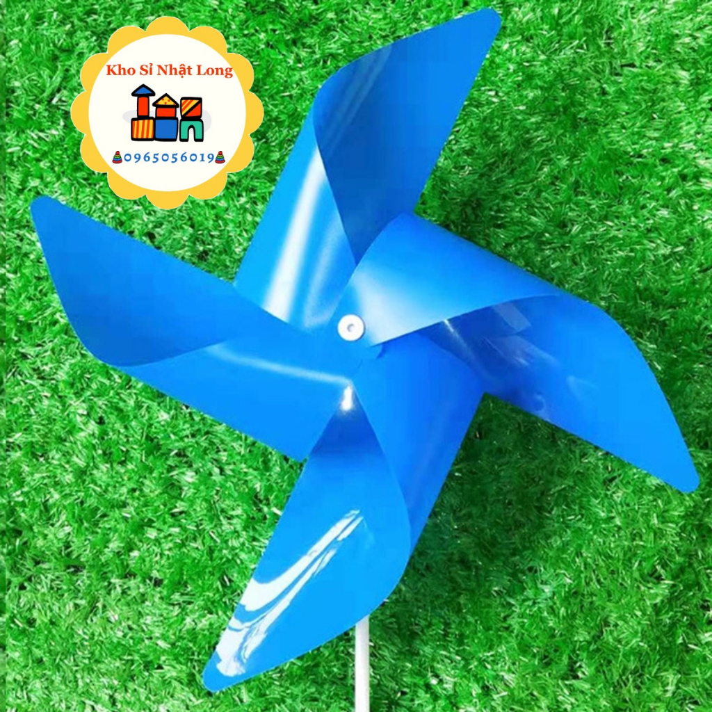 Chong chóng nhựa 4 CÁNH 1 MÀU 24 CM cầm tay - Chong chóng que cầm
