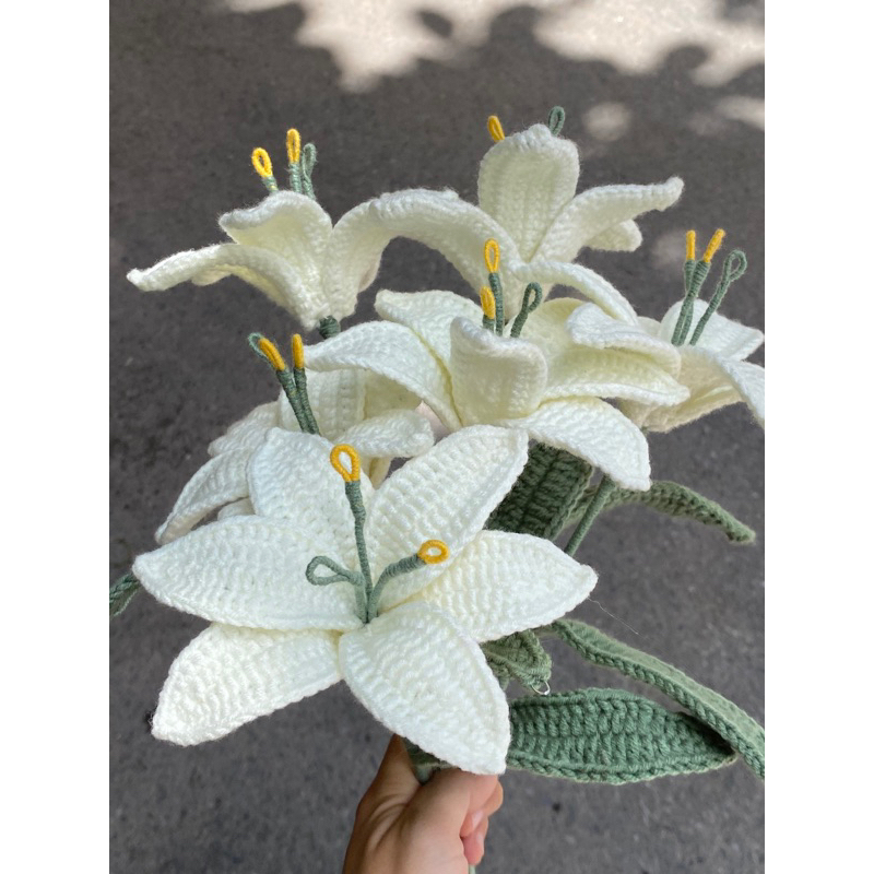 Hoa ly bằng len handmade trang trí, làm quà tặng