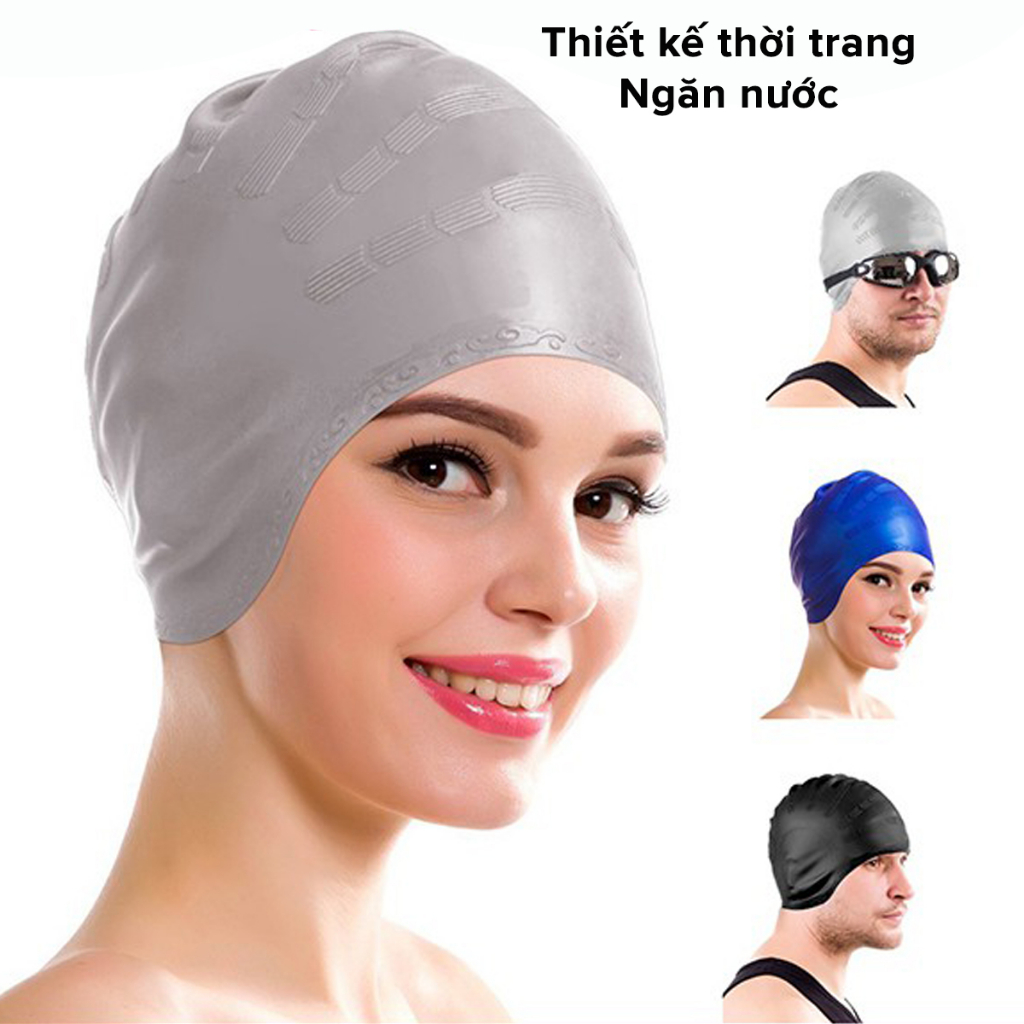Mũ Bơi Người Lớn Trùm Tai Silicone Siêu Co Giãn, Nón Bơi Trẻ Em Bịt Tai – Chọn Màu, Siêu Bền, Mềm, Chống Thấm Nước