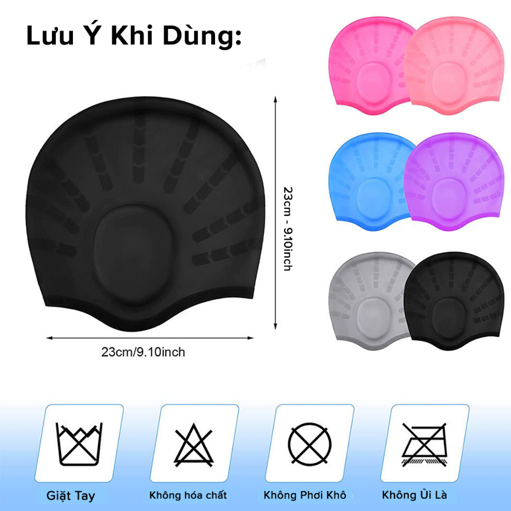 Mũ Bơi Người Lớn Trùm Tai Silicone Siêu Co Giãn, Nón Bơi Trẻ Em Bịt Tai – Chọn Màu, Siêu Bền, Mềm, Chống Thấm Nước