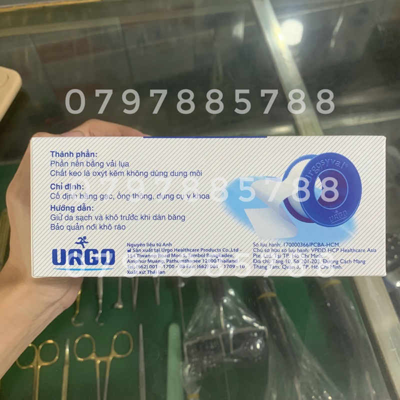 Băng keo y tế lụa Urgosyval Hộp 12 cuộn