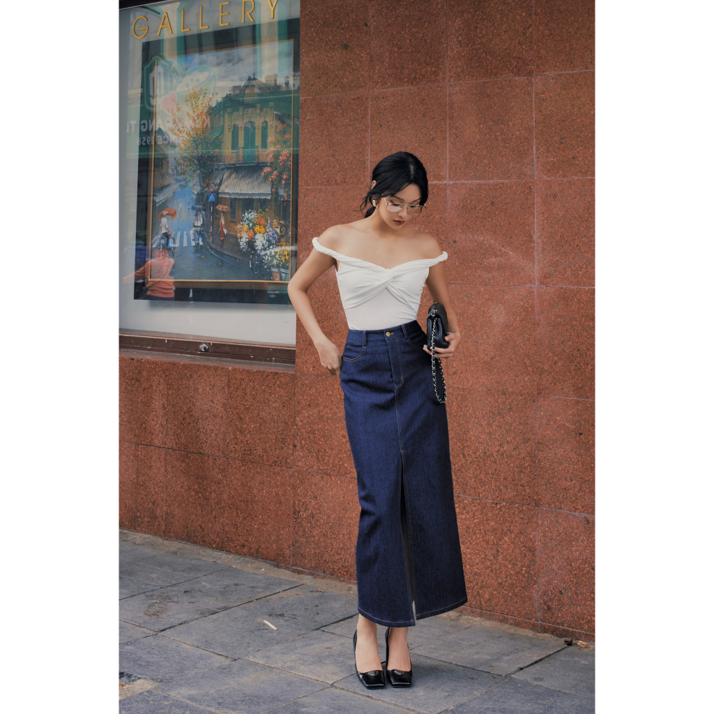 Chân váy denim Long Denim Skirt HUONG BOUTIQUE HBZ480