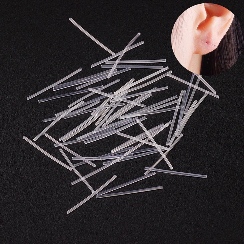 Set/Bộ 50c thanh khuyên nhựa trong suốt giữ lỗ,bấm lỗ tai,giữ vệ sinh tai học sinh giá rẻ