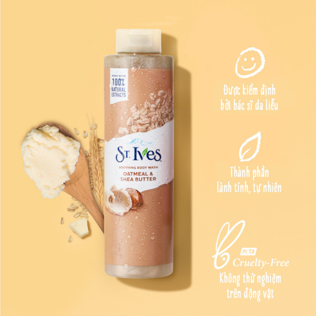 Sữa Tắm Yến Mạch Và Bơ Soothing Body Wash Oatmeal & Shea Butter St. Ives 473ml