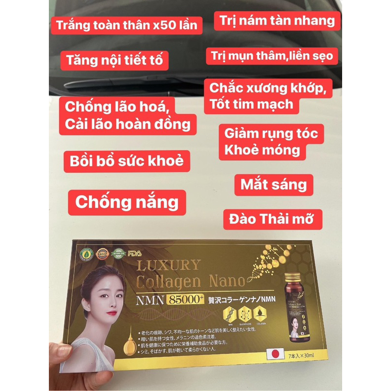 Nước uống Glutathion NMN Nano CAO CẤP 85000 Trắng da, sach nám, tàn nhang, ngăn rụng tóc => 2 ngày uống 1 chai