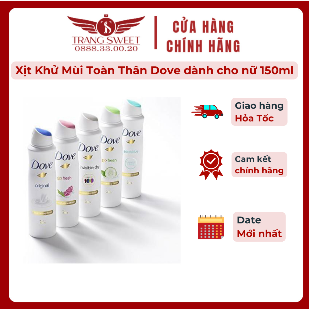 (Authentic - Ảnh thật) Xịt Khử Mùi Toàn Thân Dove dành cho nữ 150ml - USA