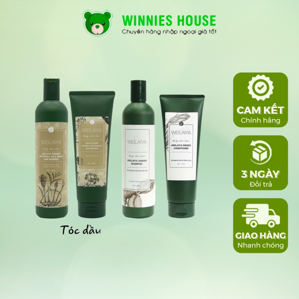 Dầu gội weilaiya chính hãng ngăn rụng tóc, weilaiya bộ dầu gội xả gừng kích mọc tóc