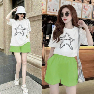 Bộ short cotton thêu ngôi sao
