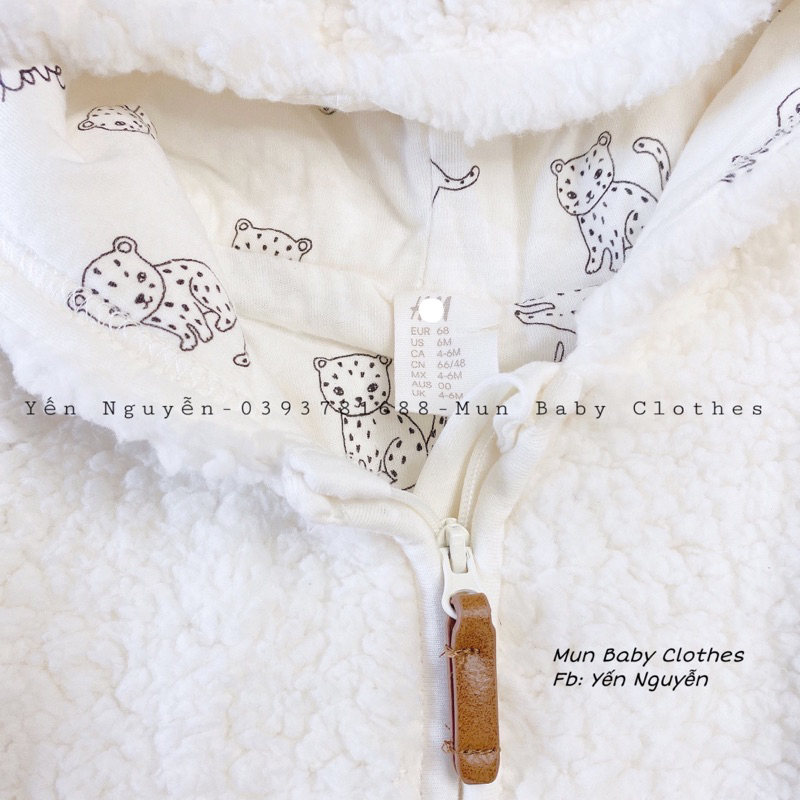 Áo khoác lông cừu HM tai gấu dư xịn siêu đẹp cho bé trai bé gái