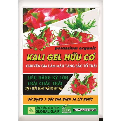 KALI GEL HỮU CƠ HPO GÓI 150G CHUYÊN DÙNG CHO THANH LONG ( TẠO MÀU, BÓNG TRÁI, NẶNG KÝ BẰNG KALI HỮU CƠ )