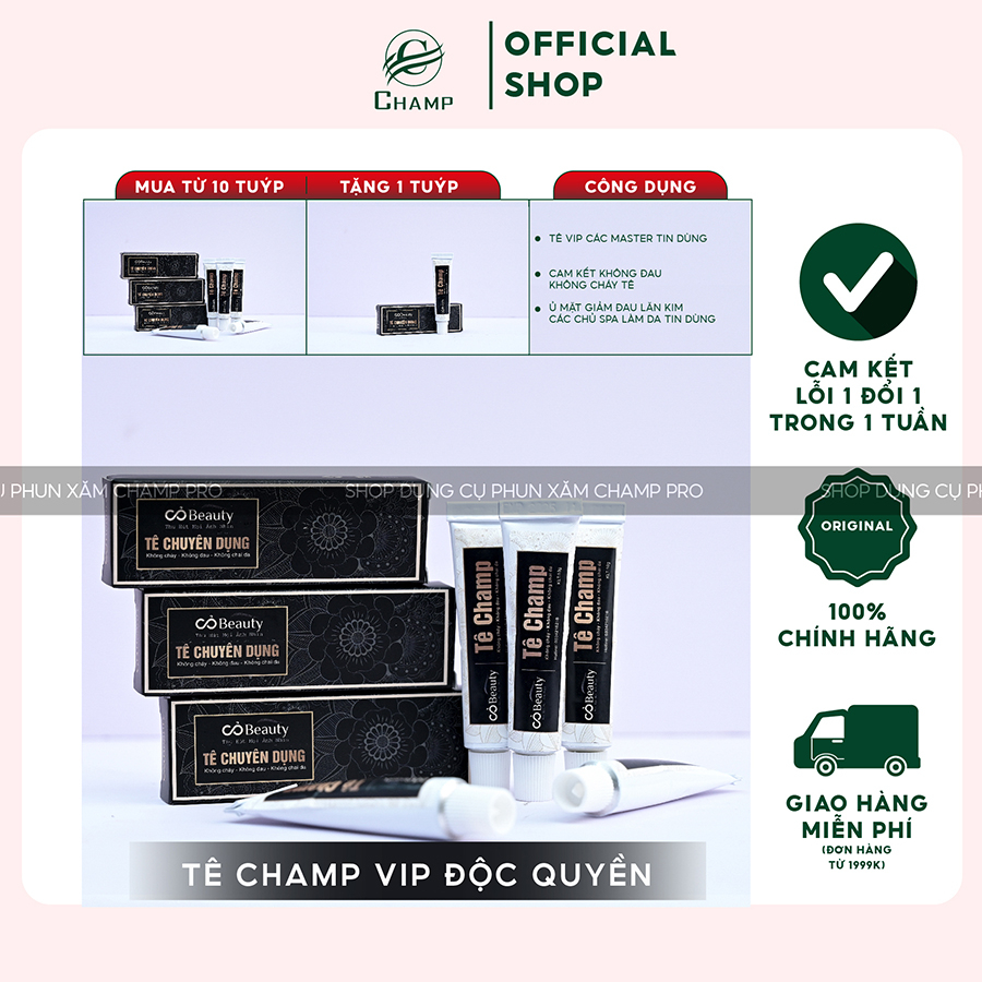SET 5 Tuýp Tê SPA, Tê Phun Xăm CHAMP Độc quyền không đau, không cháy tê nhập khẩu Hàn Quốc tê dùng cho mày, môi, mặt