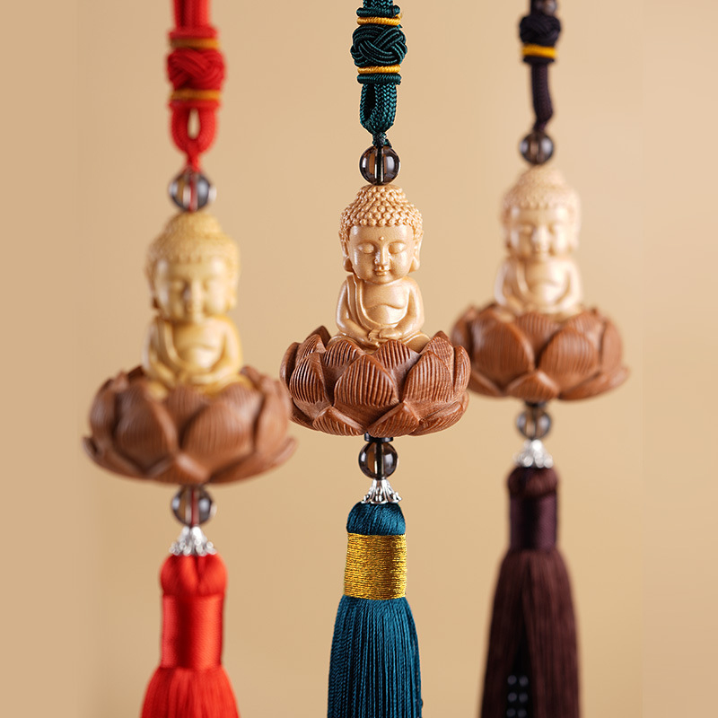 Khánh Liên Hoa Trang Trí Xe Hơi Dây Treo Phật Sen Gỗ Hoàng Dương Trang Trí Ô Tô