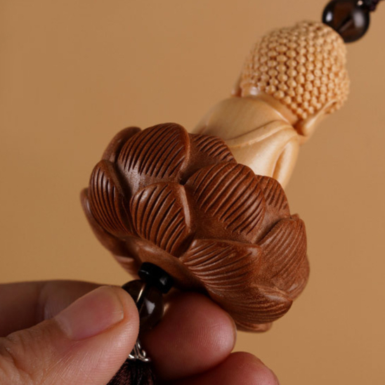 Khánh Liên Hoa Trang Trí Xe Hơi Dây Treo Phật Sen Gỗ Hoàng Dương Trang Trí Ô Tô