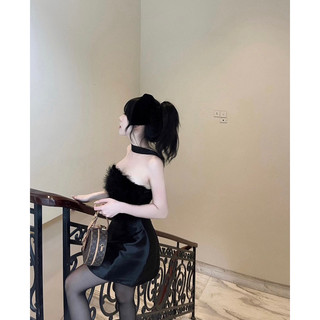 ( kèm ảnh tự chụp ) Váy Quây Phối Lông Sang Chảnh