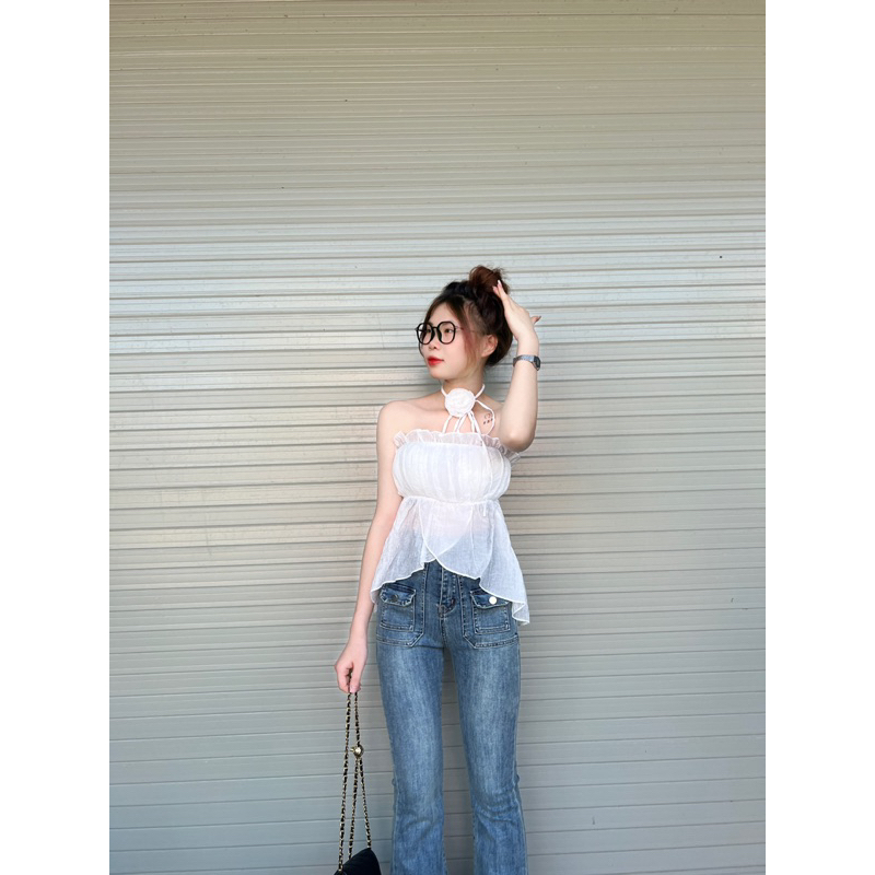 Quần jean loe dài 98cm túi kiểu