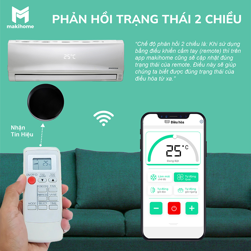 Bộ điều khiển điều hoà thông minh điều khiển quạt tivi bằng giọng nói tiếng việt Makihome Việt Nam