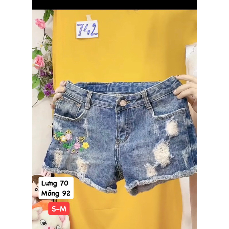 quần short jean thêu size S-M.S742