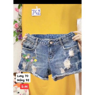 Quần short jean thêu size s-m.s742