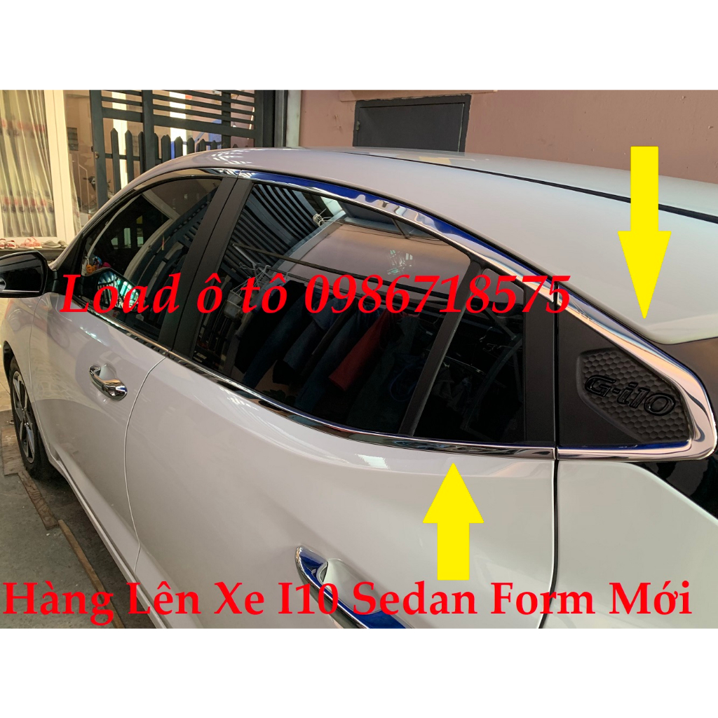 Nẹp Viền Chân Và Cong Kính Xe Huyndai i10 2023-2021 Mẫu Sedan Và Hatback Cao Cấp, Hàng Inox 304 Cao Cấp